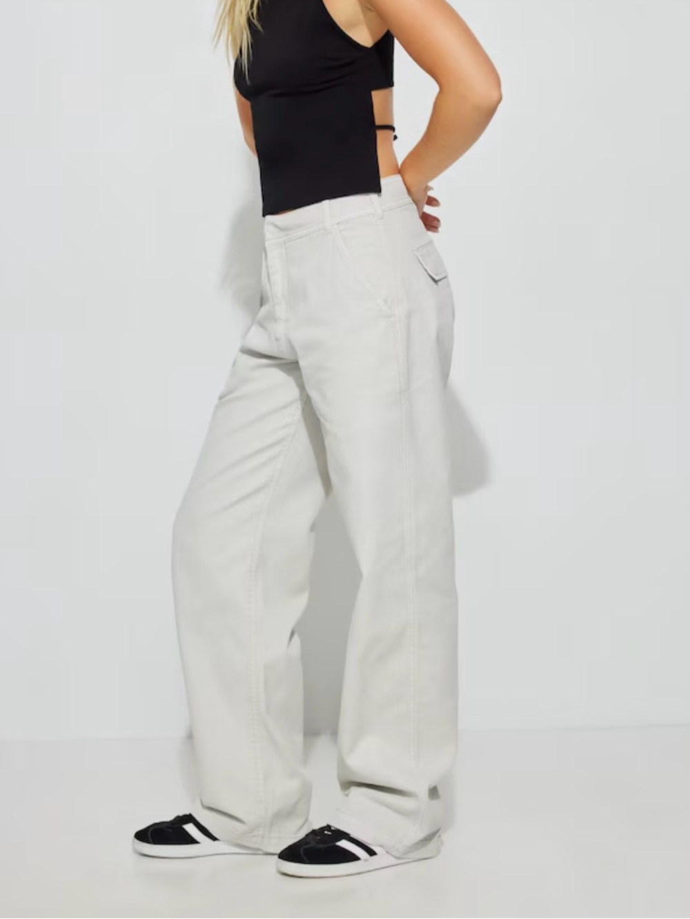 Garage Beige Ellis Slouchy Wide Leg Drawstring Pants 00
